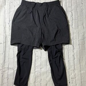 Lululemon Men’s Active Shorts w/ Compression Tights Gray/Black Size Medium